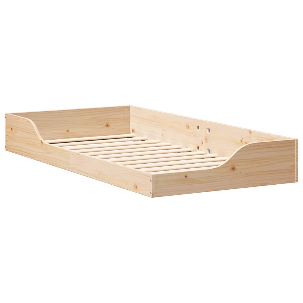 Floor Bed Frame Brown 75 x 190 cm Solid pine wood