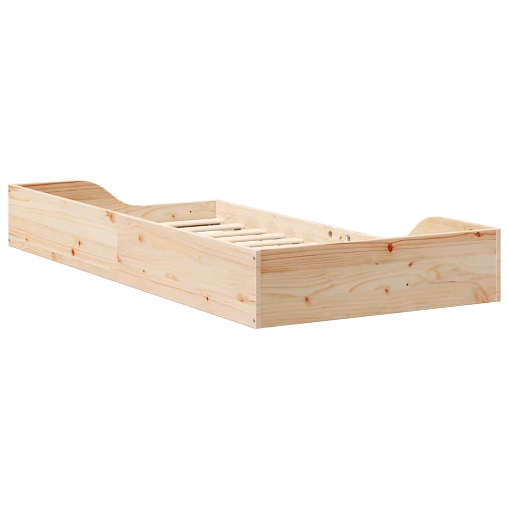 Floor Bed Frame Brown 75 x 190 cm Solid pine wood