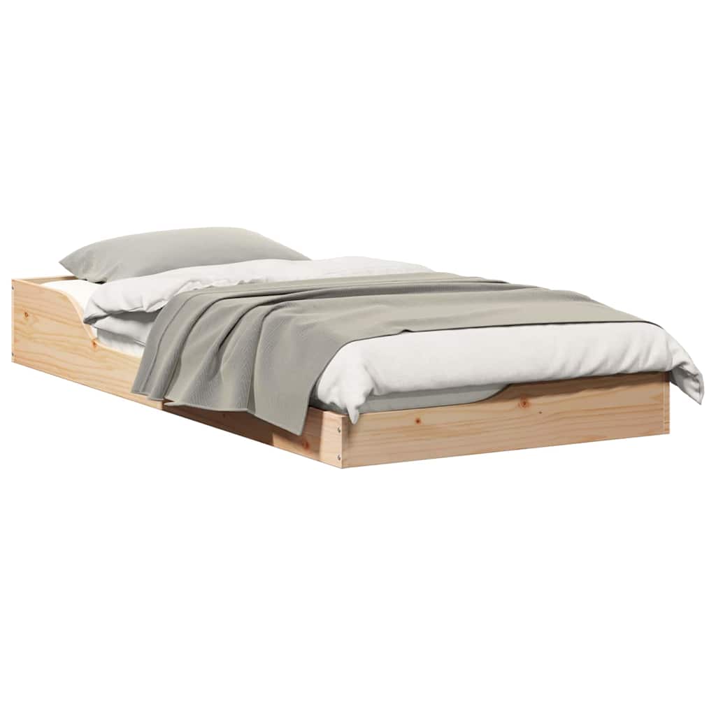 Floor Bed Frame Brown 75 x 190 cm Solid pine wood