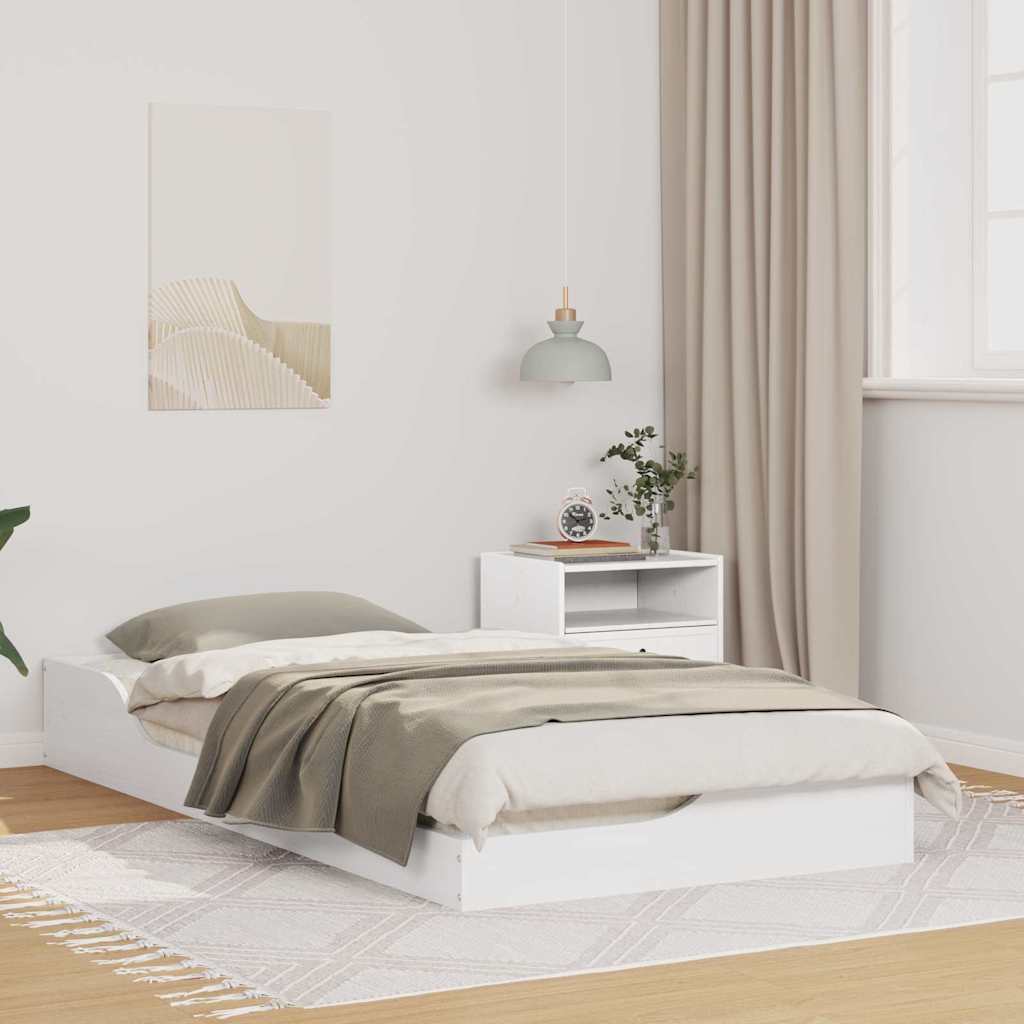 Floor Bed Frame White 75 x 190 cm Solid pine wood