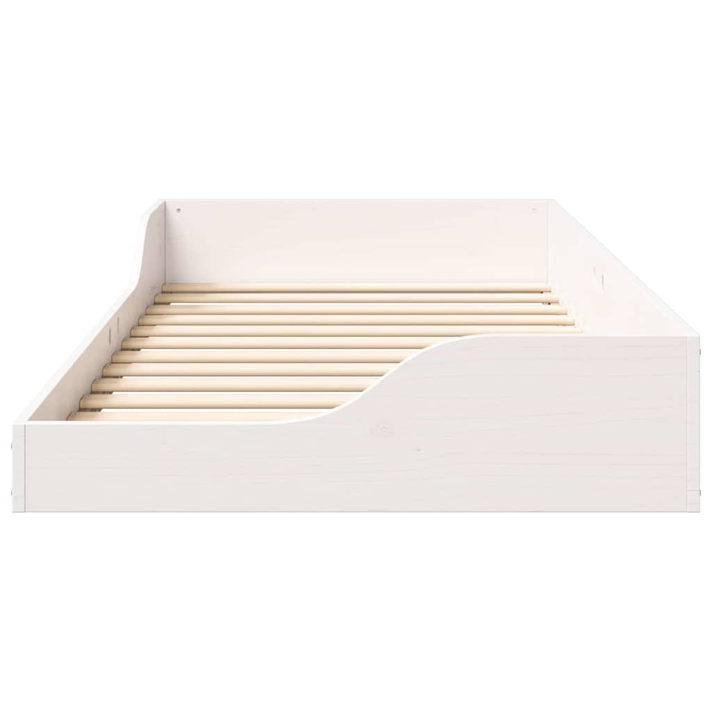 Floor Bed Frame White 75 x 190 cm Solid pine wood