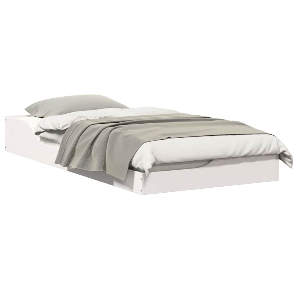 Floor Bed Frame White 75 x 190 cm Solid pine wood