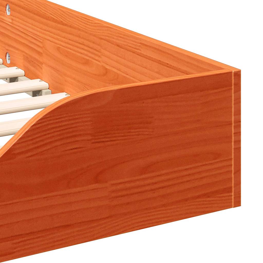 Floor Bed Frame Wax brown 80 x 210 cm Solid pine wood