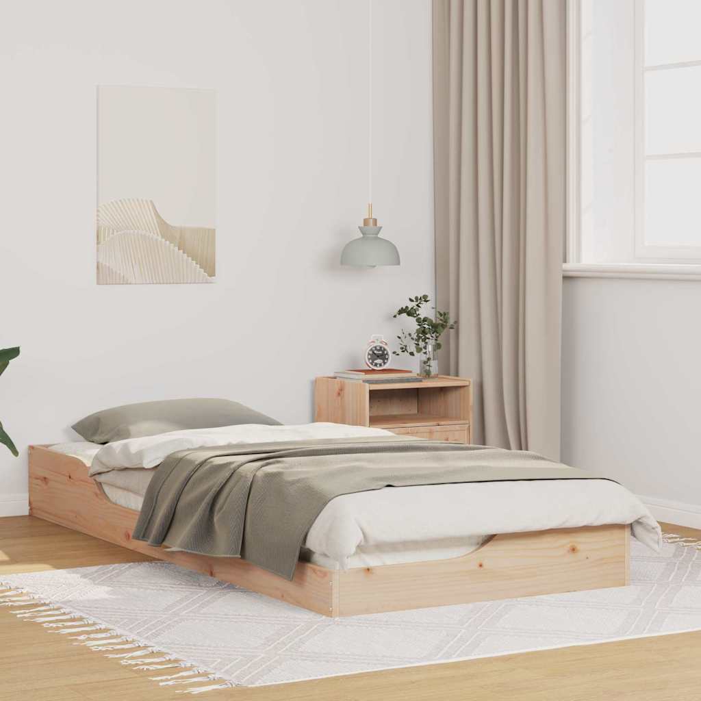Floor Bed Frame Brown 90 x 210 cm Solid pine wood
