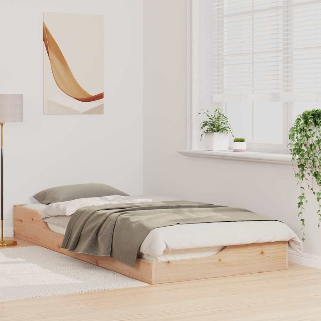 Floor Bed Frame Brown 90 x 210 cm Solid pine wood
