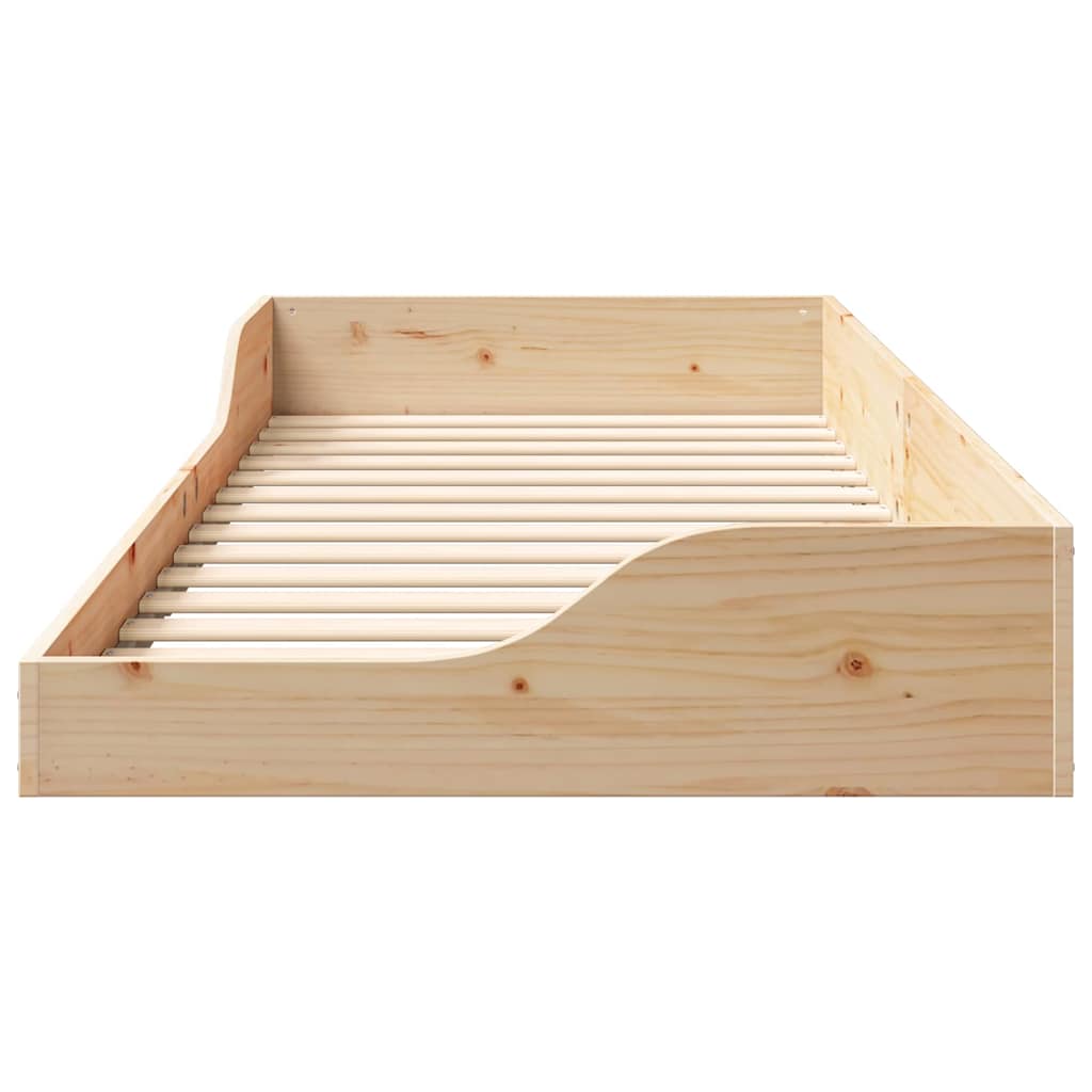 Floor Bed Frame Brown 90 x 210 cm Solid pine wood