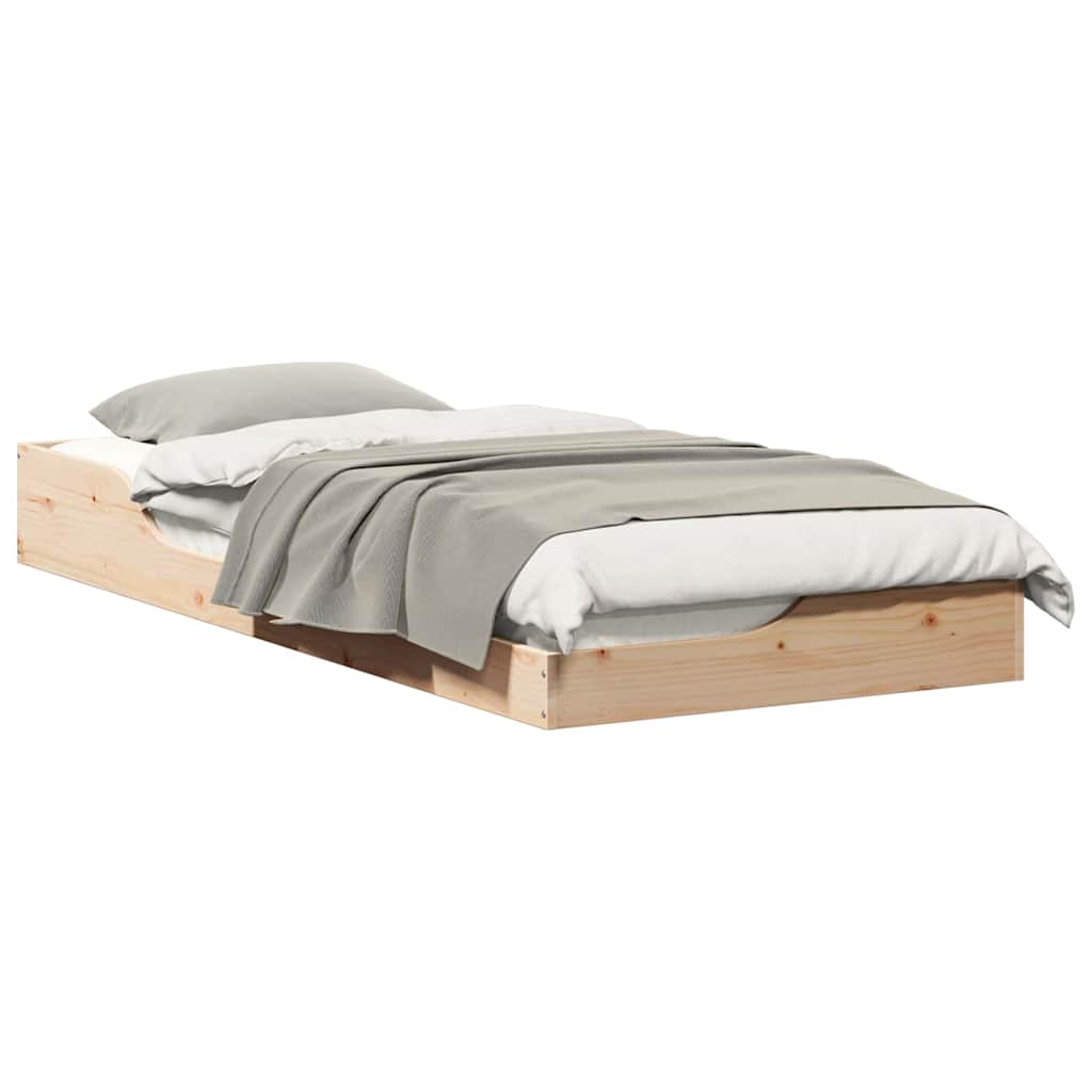 Floor Bed Frame Brown 90 x 210 cm Solid pine wood