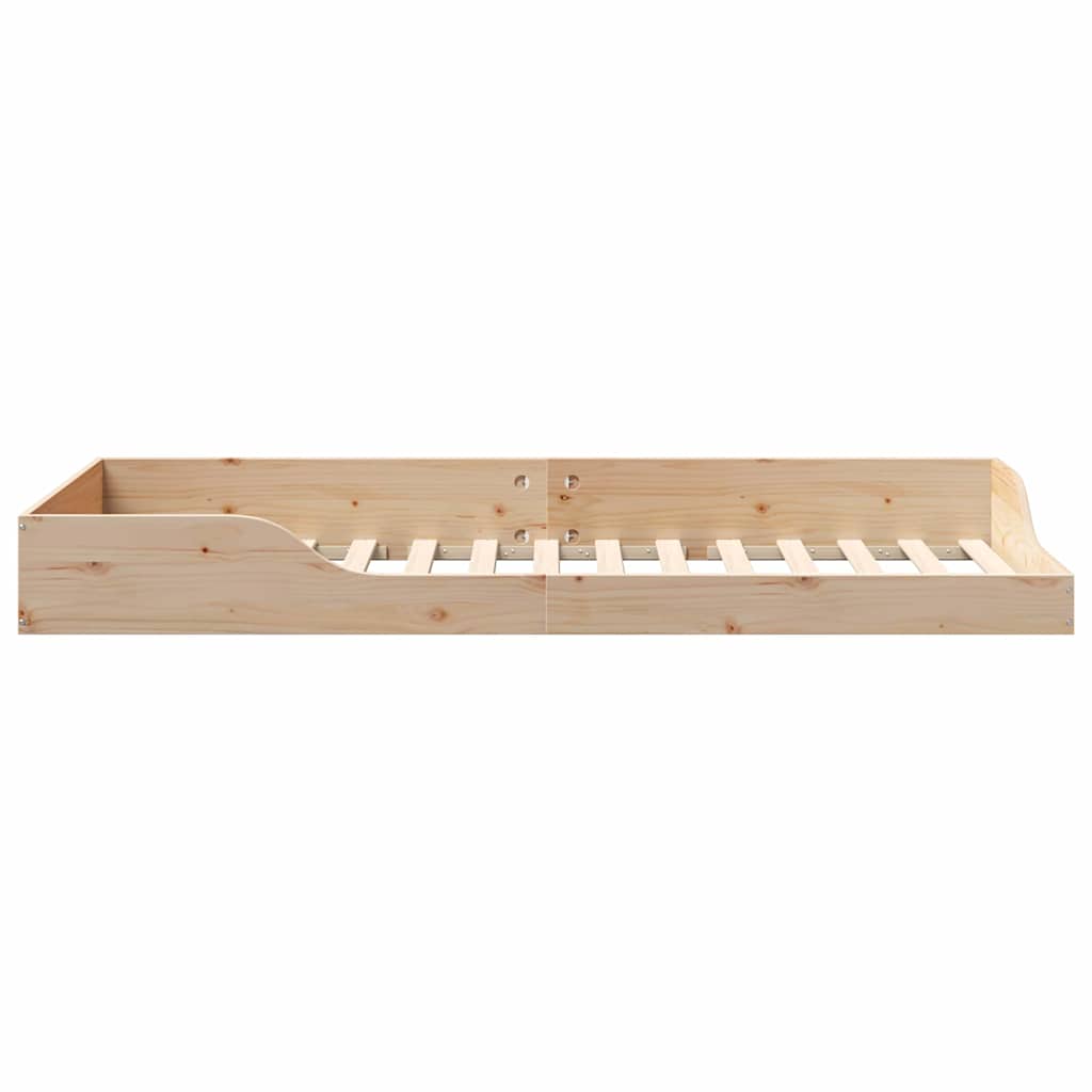 Floor Bed Frame Brown 90 x 210 cm Solid pine wood