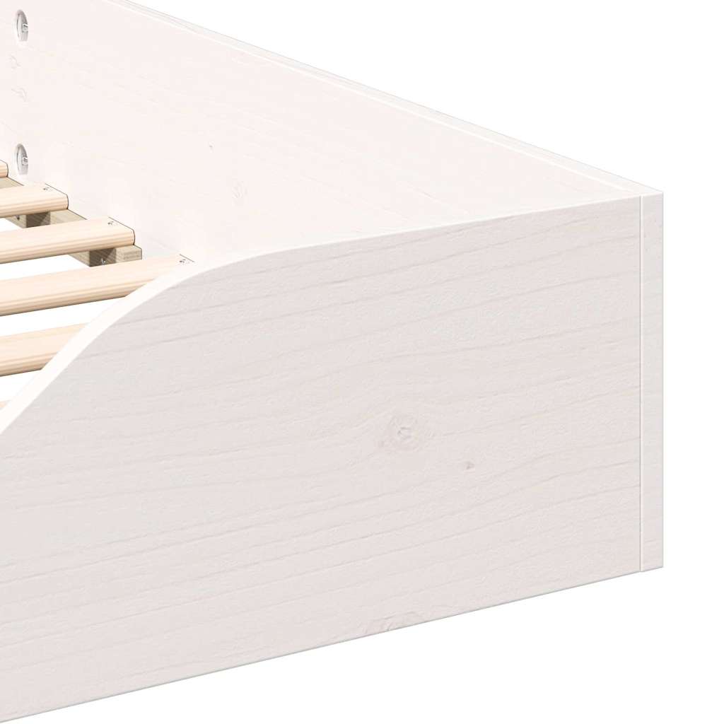 Floor Bed Frame White 90 x 210 cm Solid pine wood