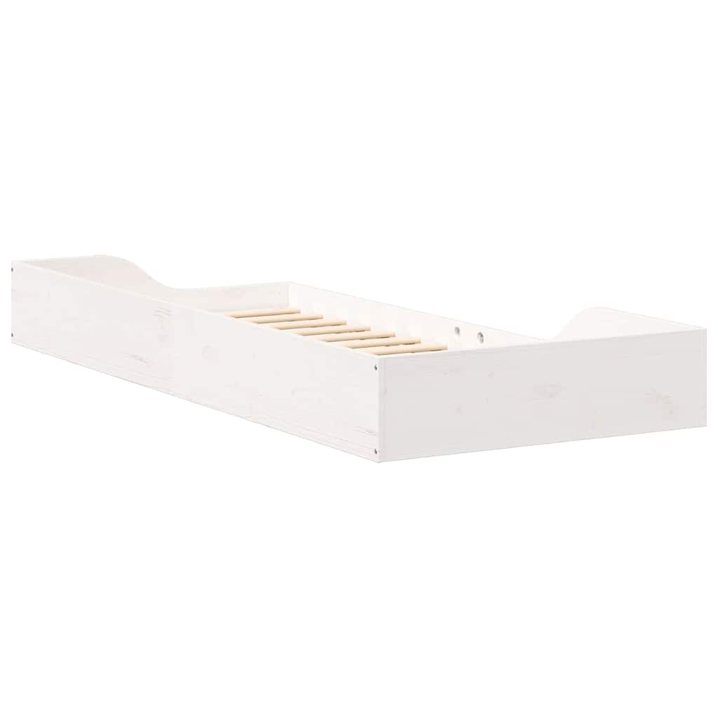 Floor Bed Frame White 90 x 210 cm Solid pine wood