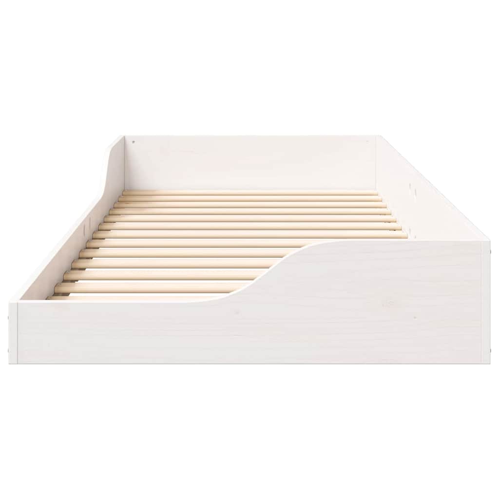 Floor Bed Frame White 90 x 210 cm Solid pine wood