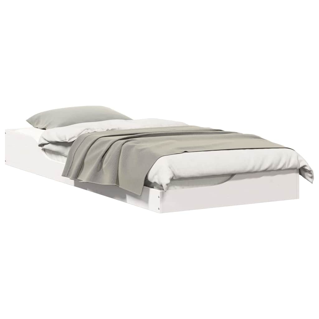 Floor Bed Frame White 90 x 210 cm Solid pine wood