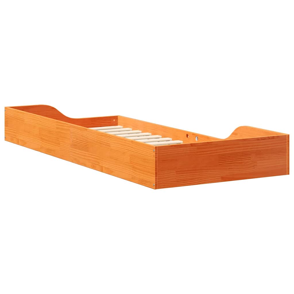 Floor Bed Frame Wax brown 90 x 210 cm Solid pine wood