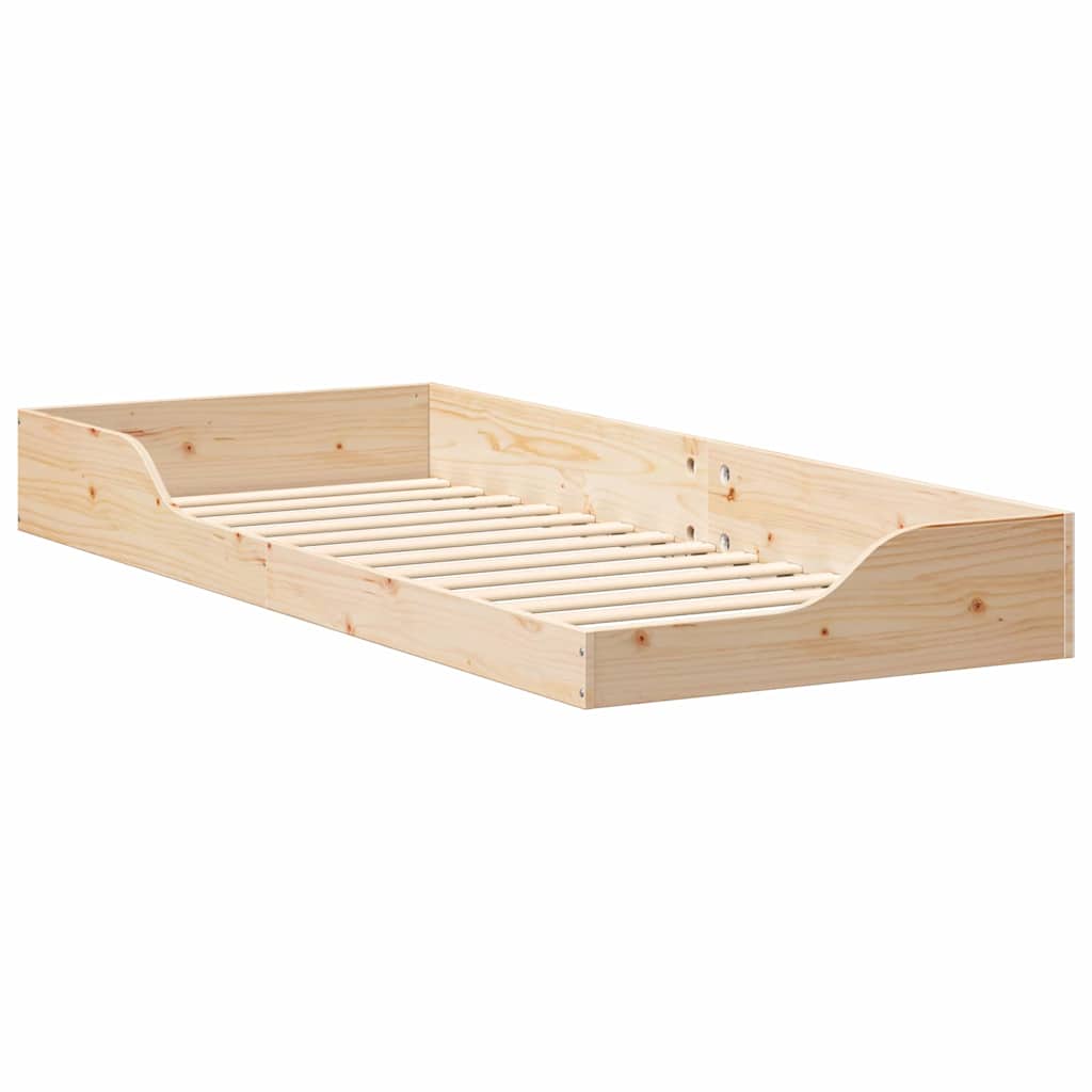 Floor Bed Frame Brown 90 x 220 cm Solid pine wood