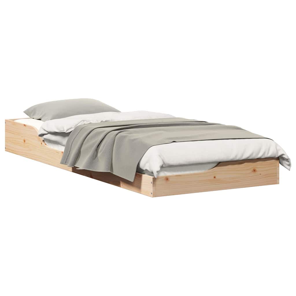 Floor Bed Frame Brown 90 x 220 cm Solid pine wood