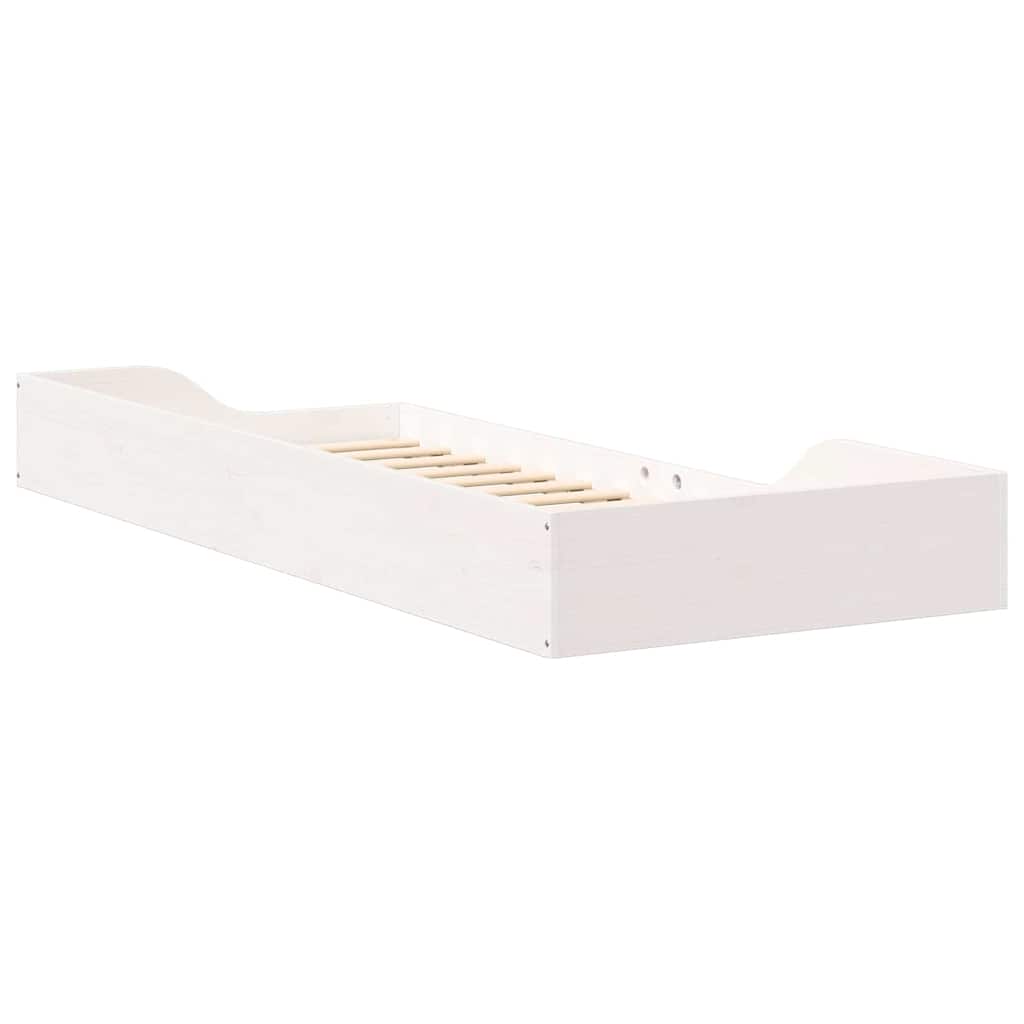 Floor Bed Frame White 90 x 220 cm Solid pine wood