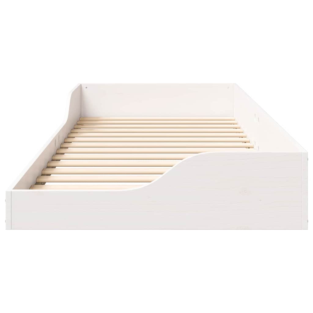 Floor Bed Frame White 90 x 220 cm Solid pine wood