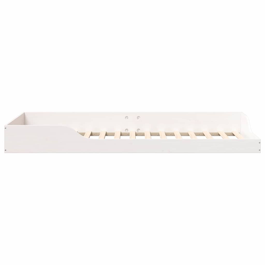 Floor Bed Frame White 90 x 220 cm Solid pine wood
