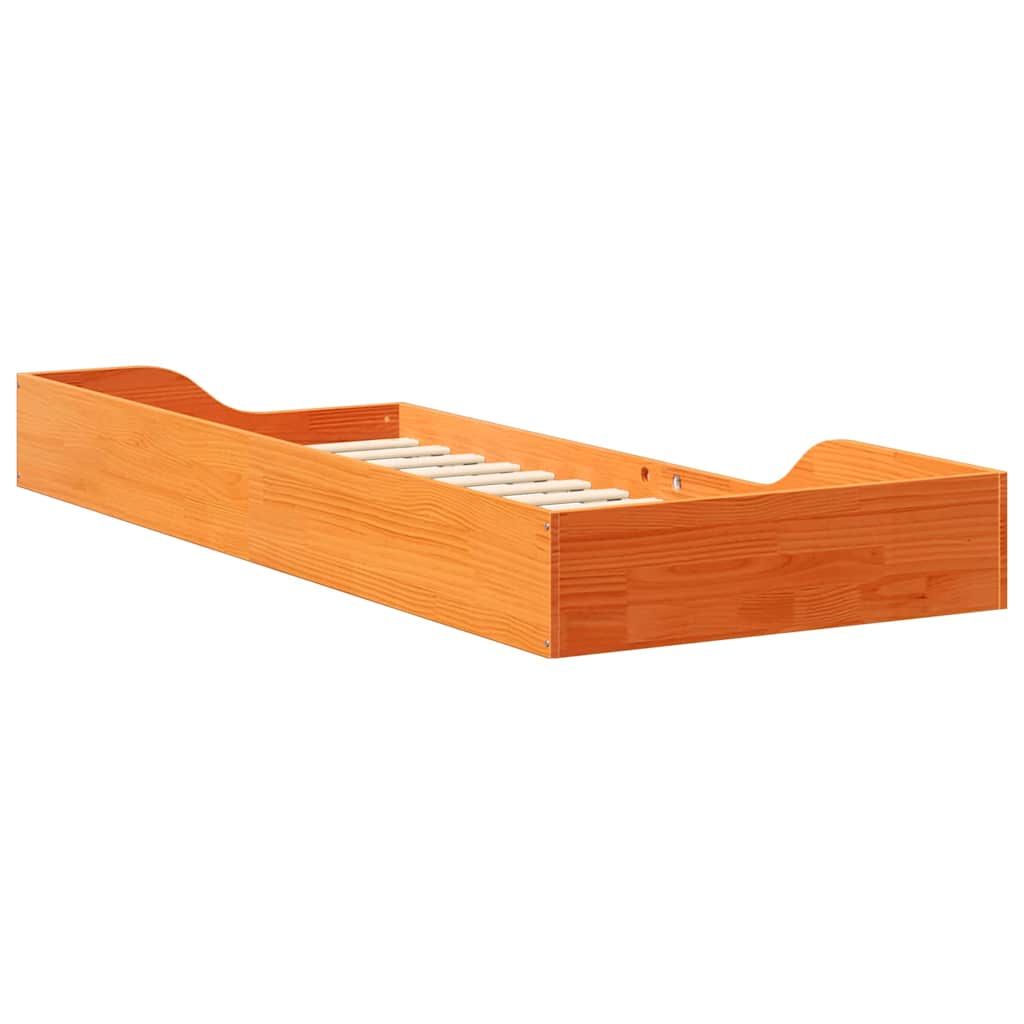 Floor Bed Frame Wax brown 90 x 220 cm Solid pine wood