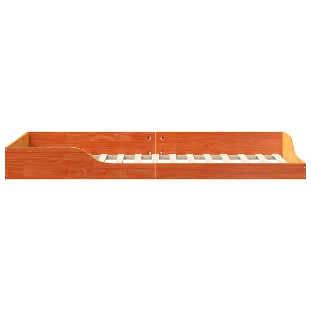 Floor Bed Frame Wax brown 90 x 220 cm Solid pine wood