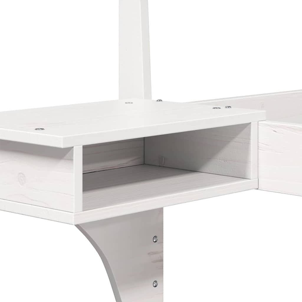 Bed Frame with Bedside Tables White Solid pine wood