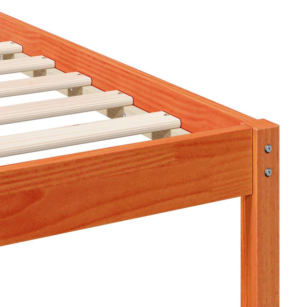 Bed Frame with Bedside Tables Wax brown Solid pine wood