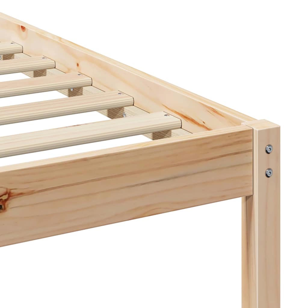 Bed Frame with Bedside Tables Brown Solid pine wood