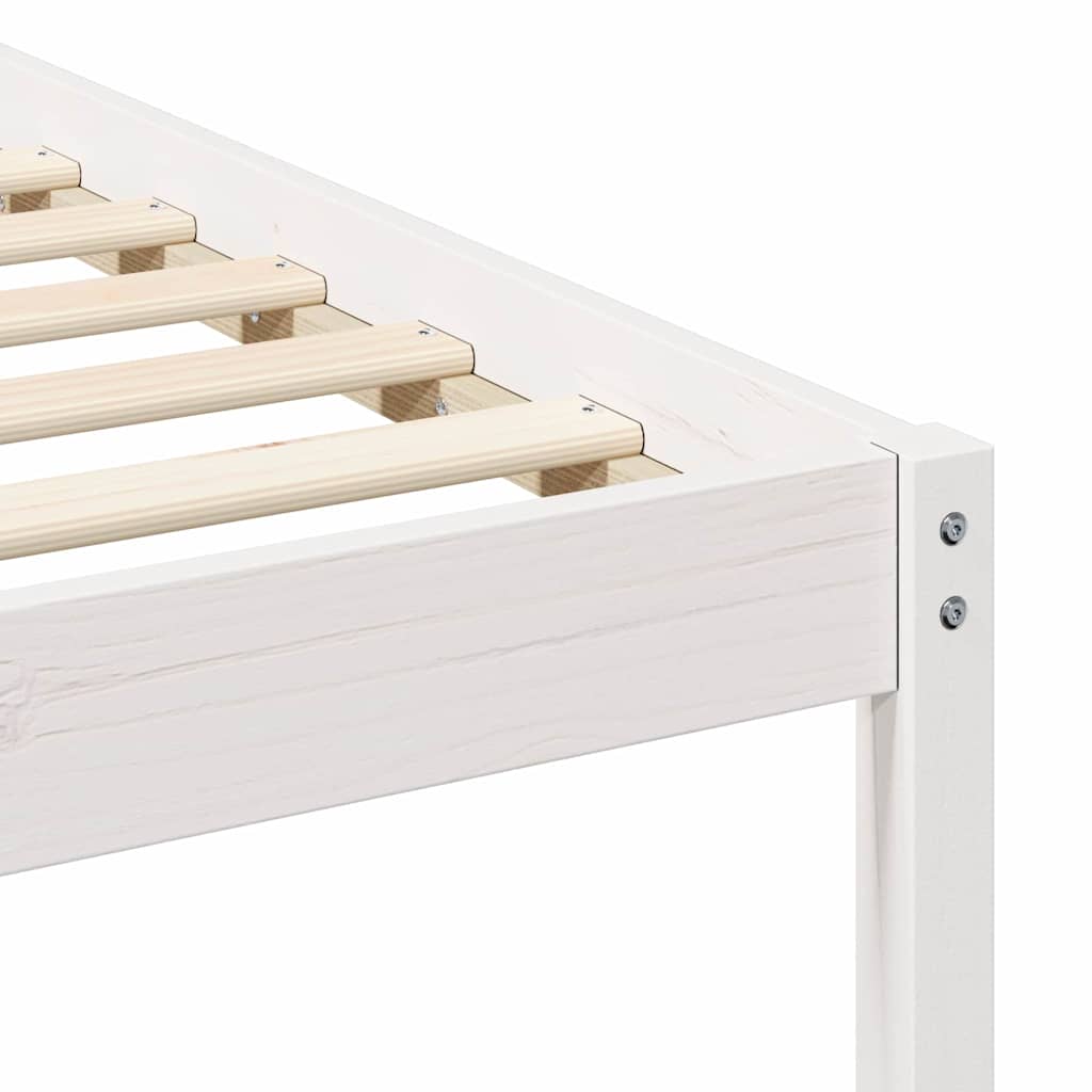 Bed Frame with Bedside Tables White Solid pine wood