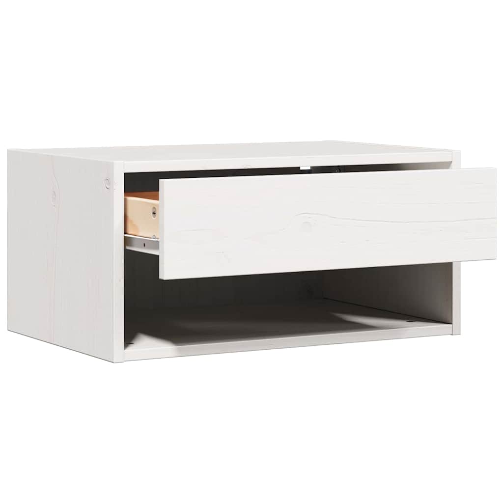 Bedside Table White 50 x 32.5 x 24 cm Solid pine wood