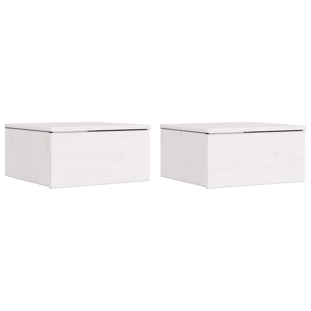 Bedside Table 2 pcs White 37 x 35 x 18.5 cm Solid pine wood