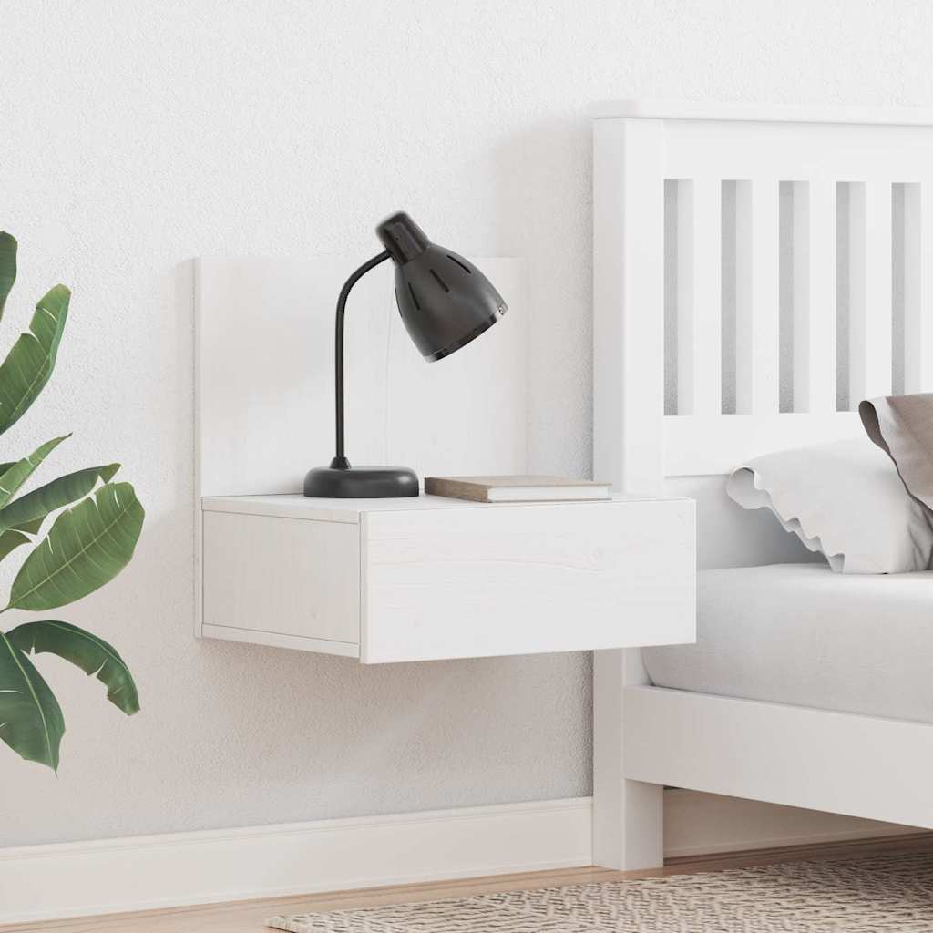 Bedside Table White 42 x 32.5 x 40 cm Solid pine wood