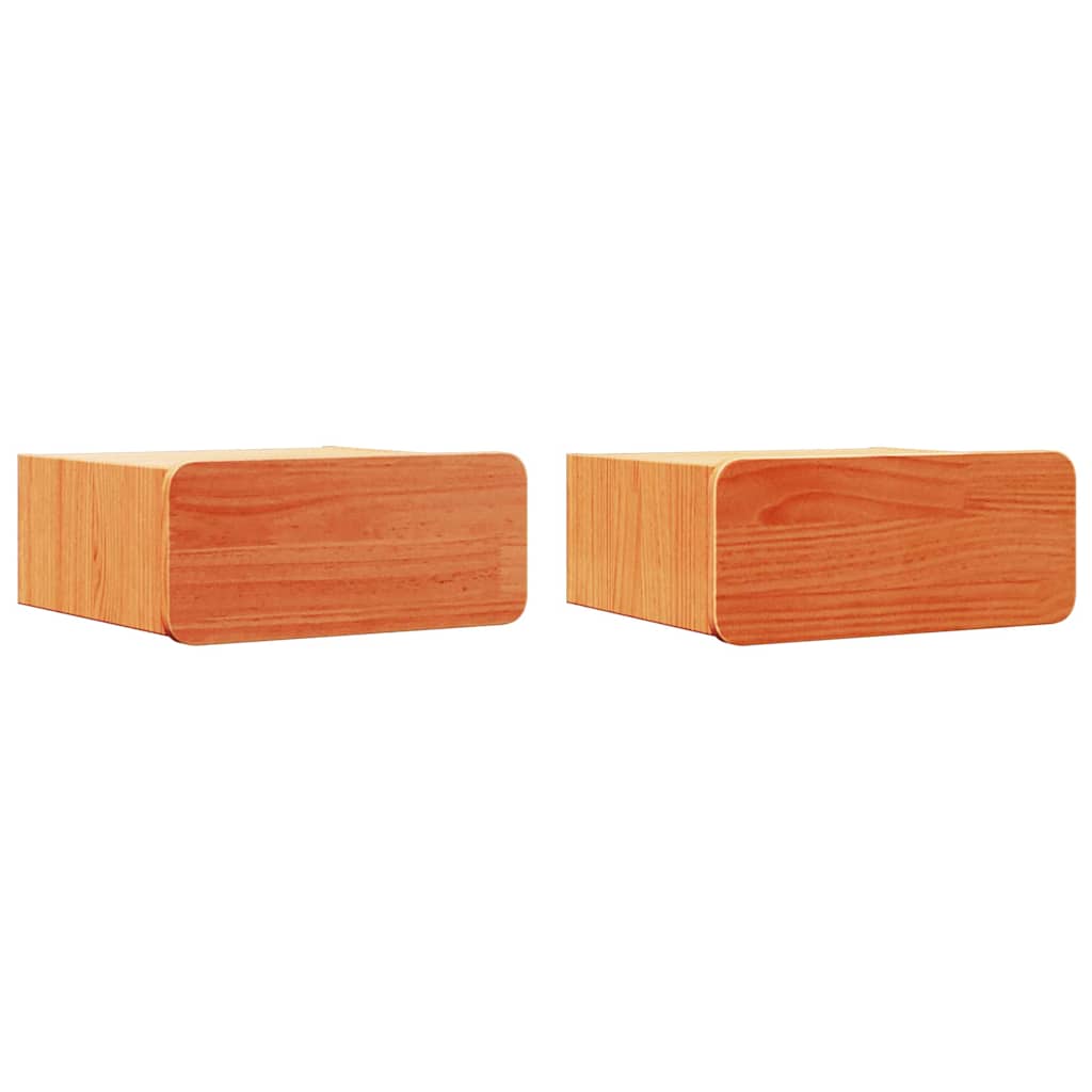 Bedside Table 2 pcs Wax brown 39 x 34 x 16.5 cm Solid pine wood