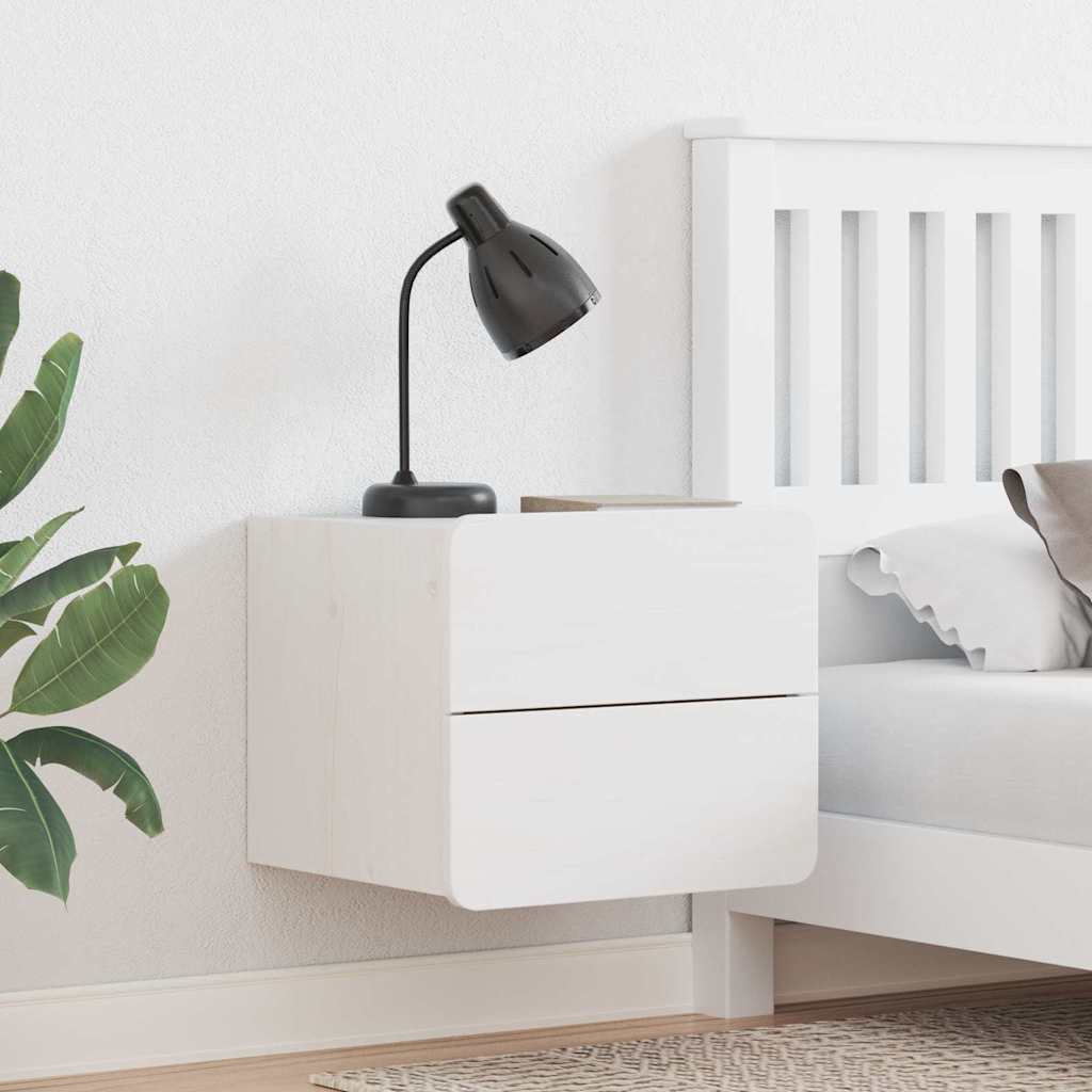 Bedside Table with Drawer White 39 x 34 x 33 cm Solid pine wood