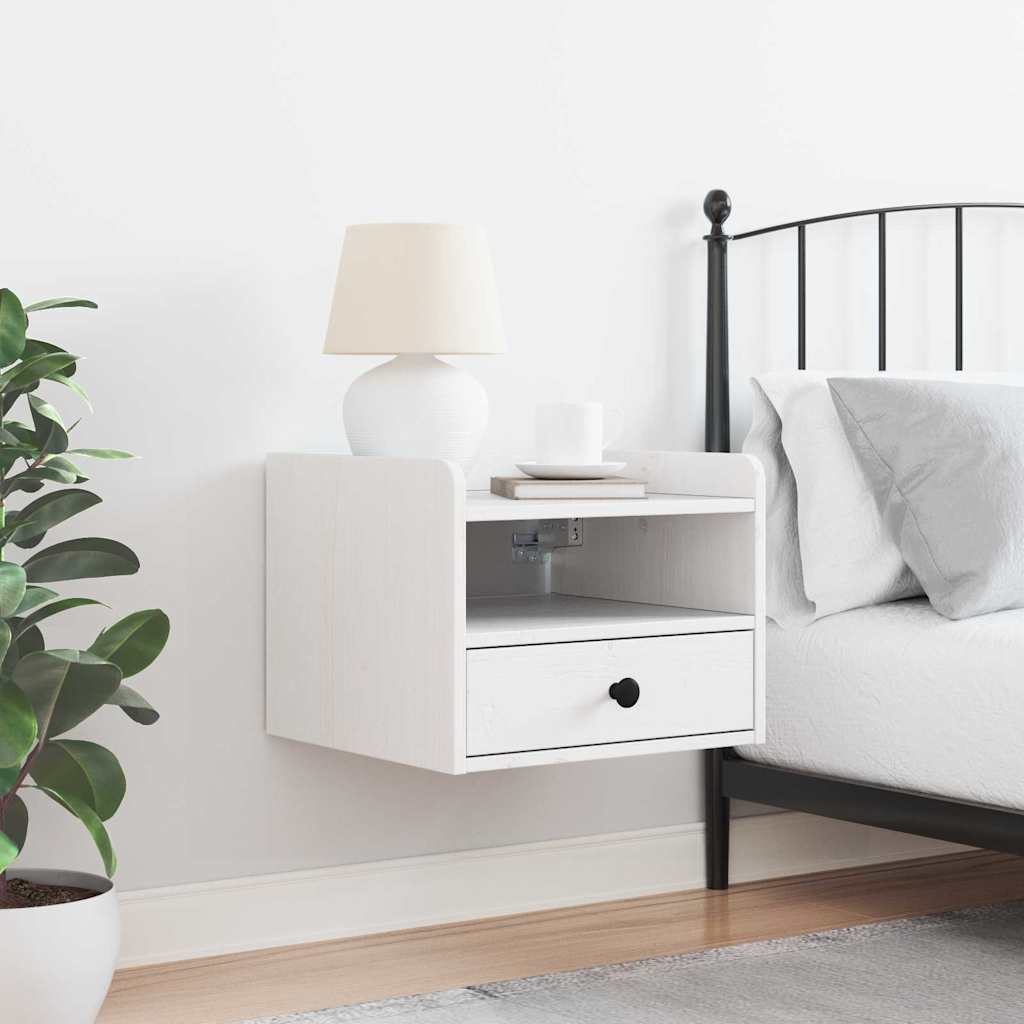 Bedside Table White 38 x 36 x 29.5 cm Solid pine wood