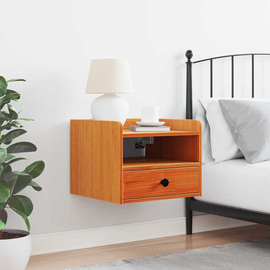 Bedside Table Wax brown 38 x 36 x 29.5 cm Solid pine wood
