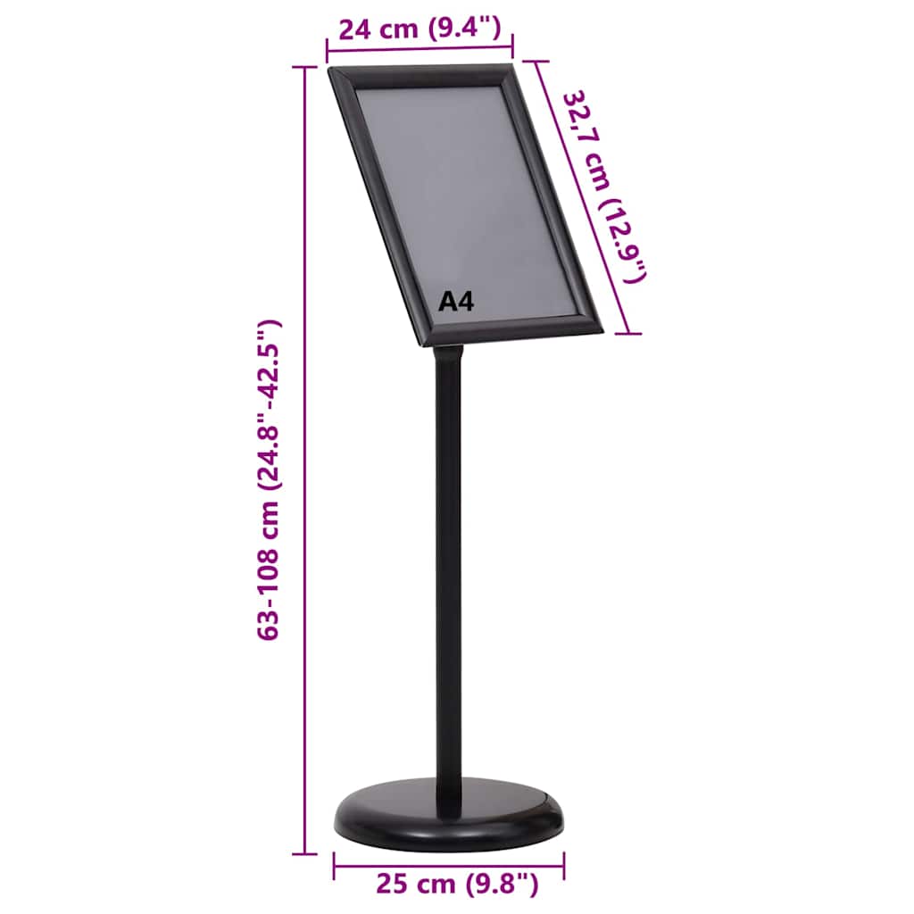 Poster Stands 2 pcs Black 32.5x 24 x 78 cm Aluminium alloy