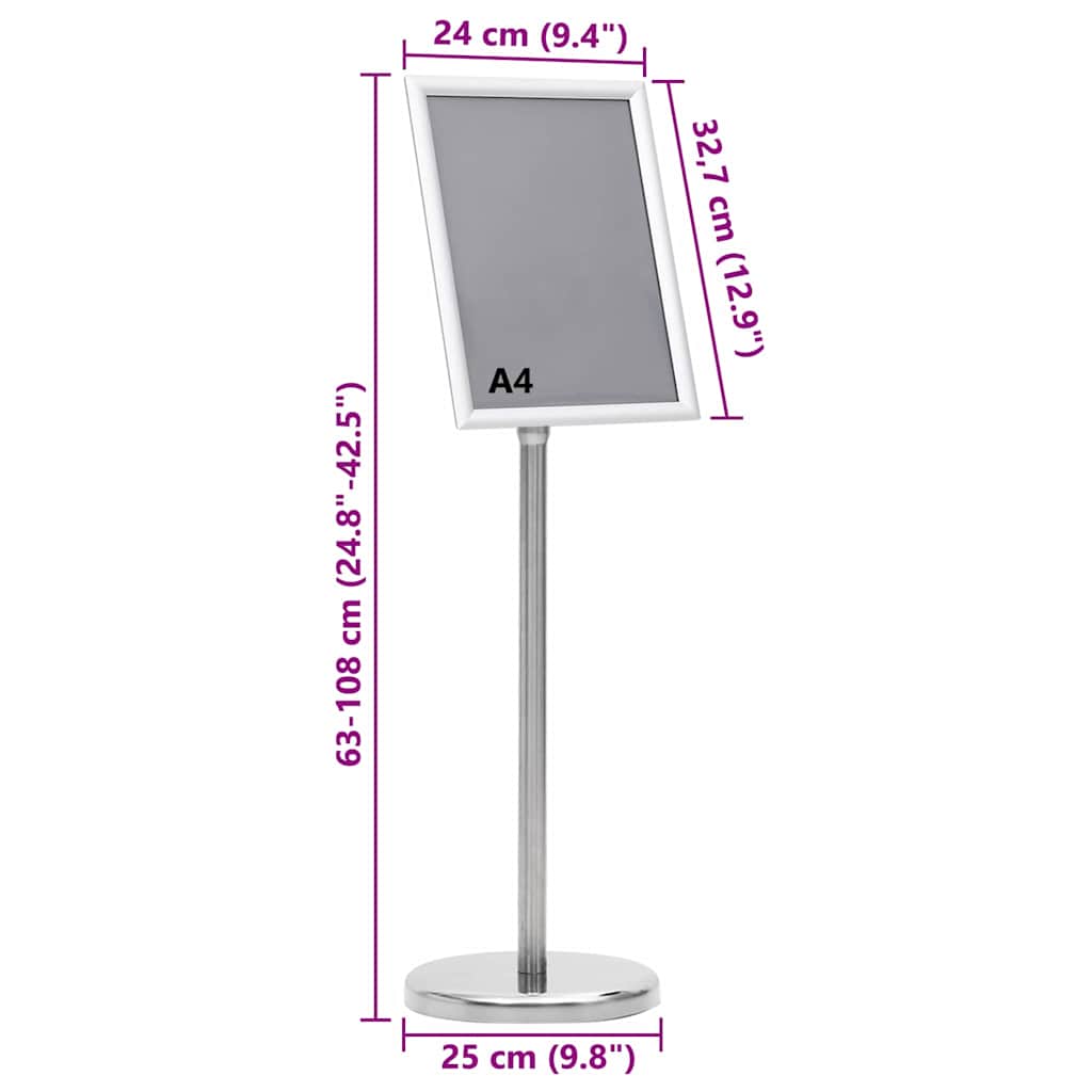Poster Stands 2 pcs Silver 32.5x 24 x 78 cm Aluminium alloy