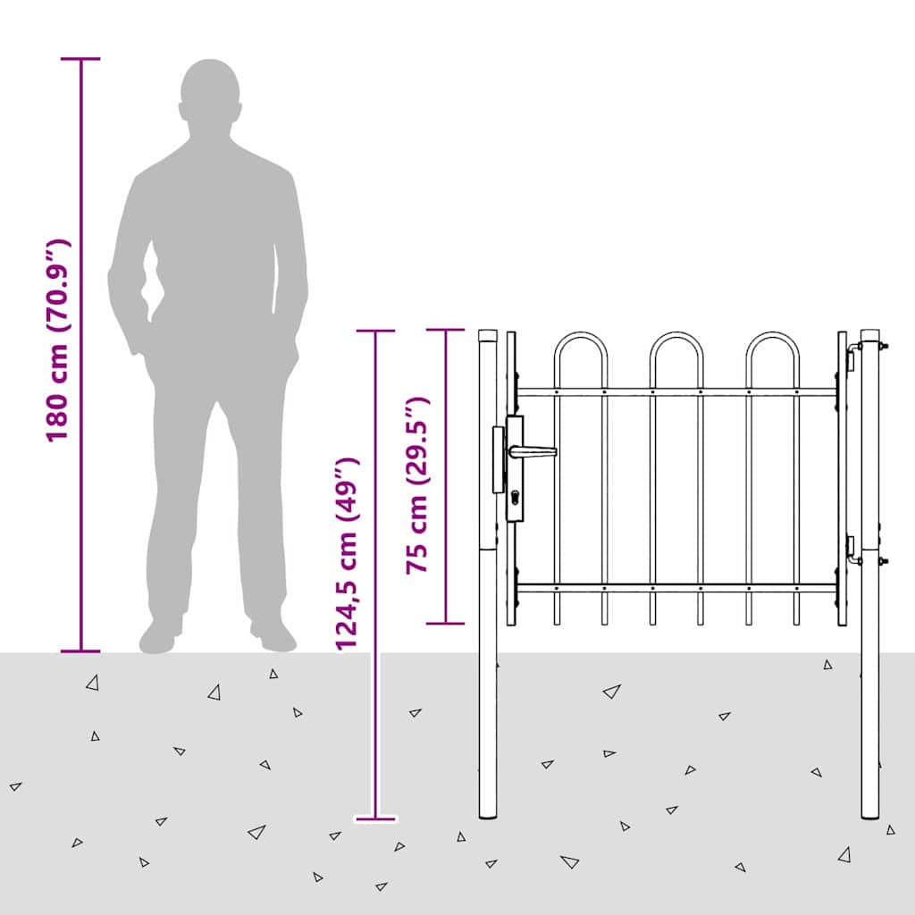 Fence Gate Grey 100 x 75 cm Powder coated steel
