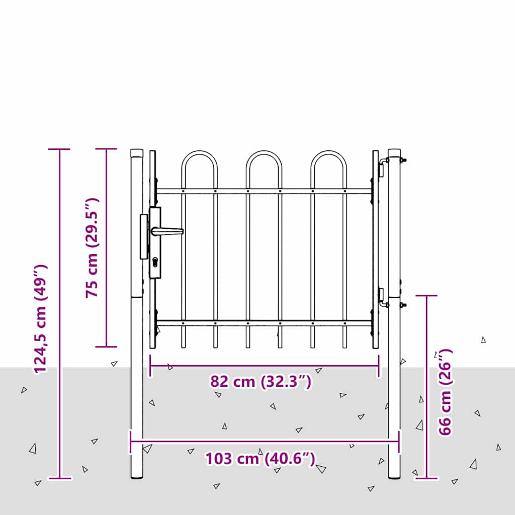 Fence Gate Grey 100 x 75 cm Powder coated steel