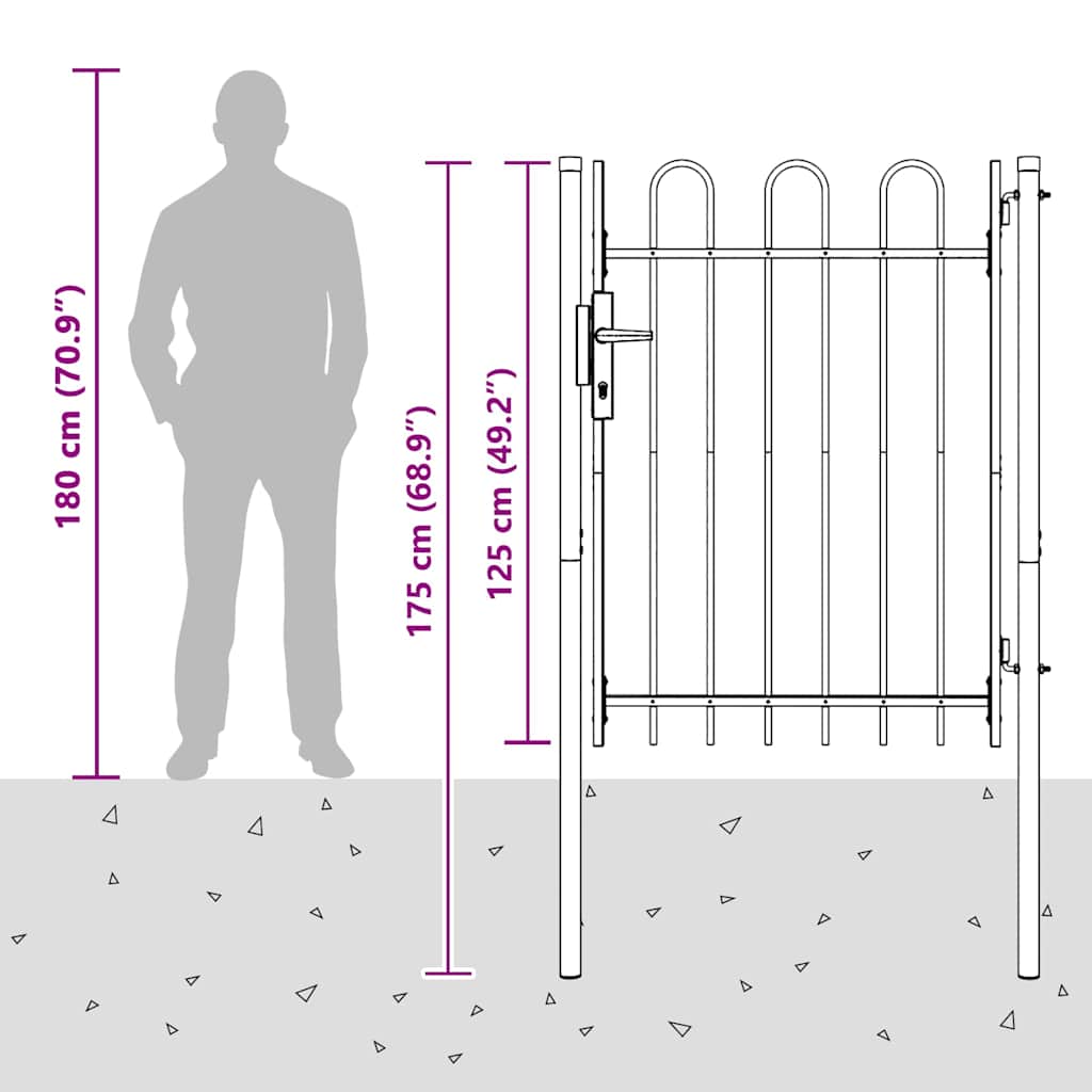 Fence Gate Grey 100 x 120 cm Powder coated steel
