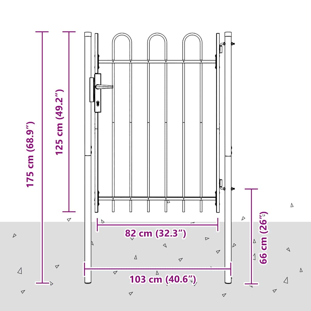 Fence Gate Grey 100 x 120 cm Powder coated steel