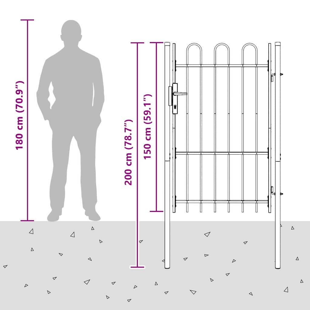 Fence Gate Grey 100 x 150 cm Powder coated steel