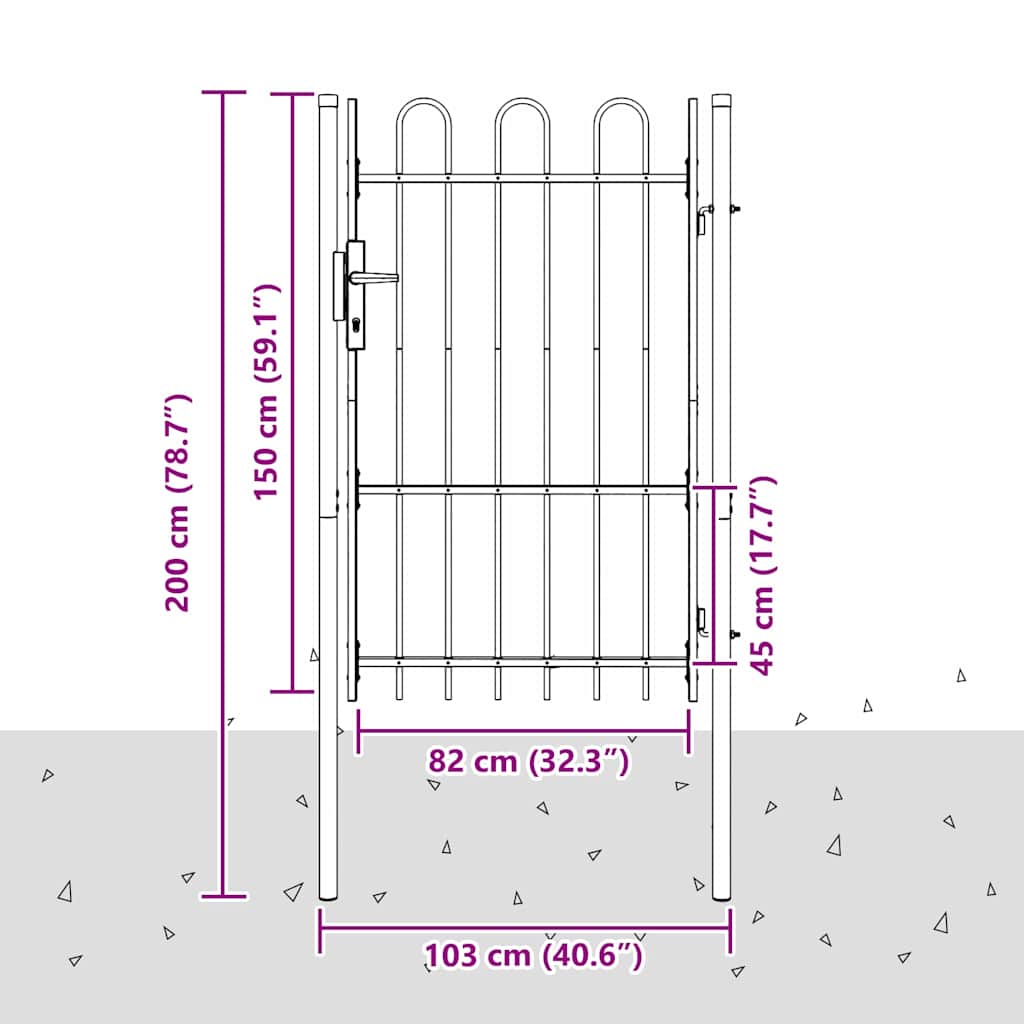 Fence Gate Grey 100 x 150 cm Powder coated steel