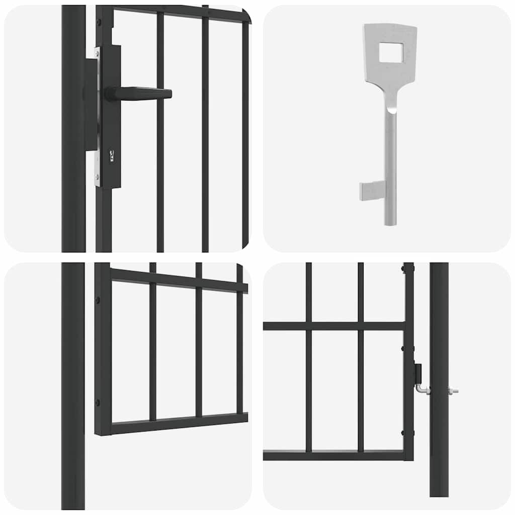 Fence Gate Grey 100 x 175 cm Powder coated steel