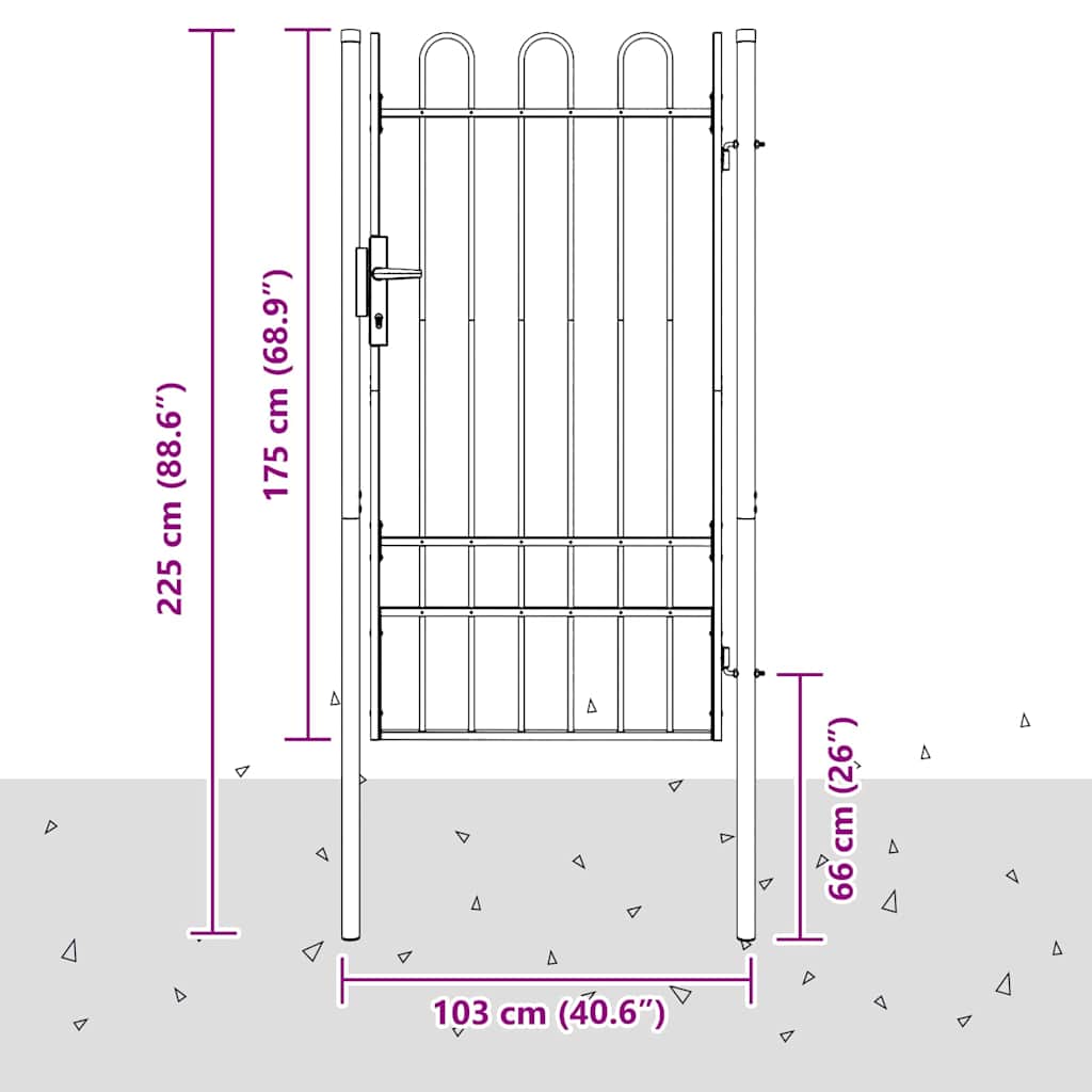 Fence Gate Grey 100 x 175 cm Powder coated steel