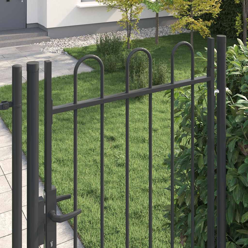 Fence Gate Grey 100 x 200 cm Powder coated steel