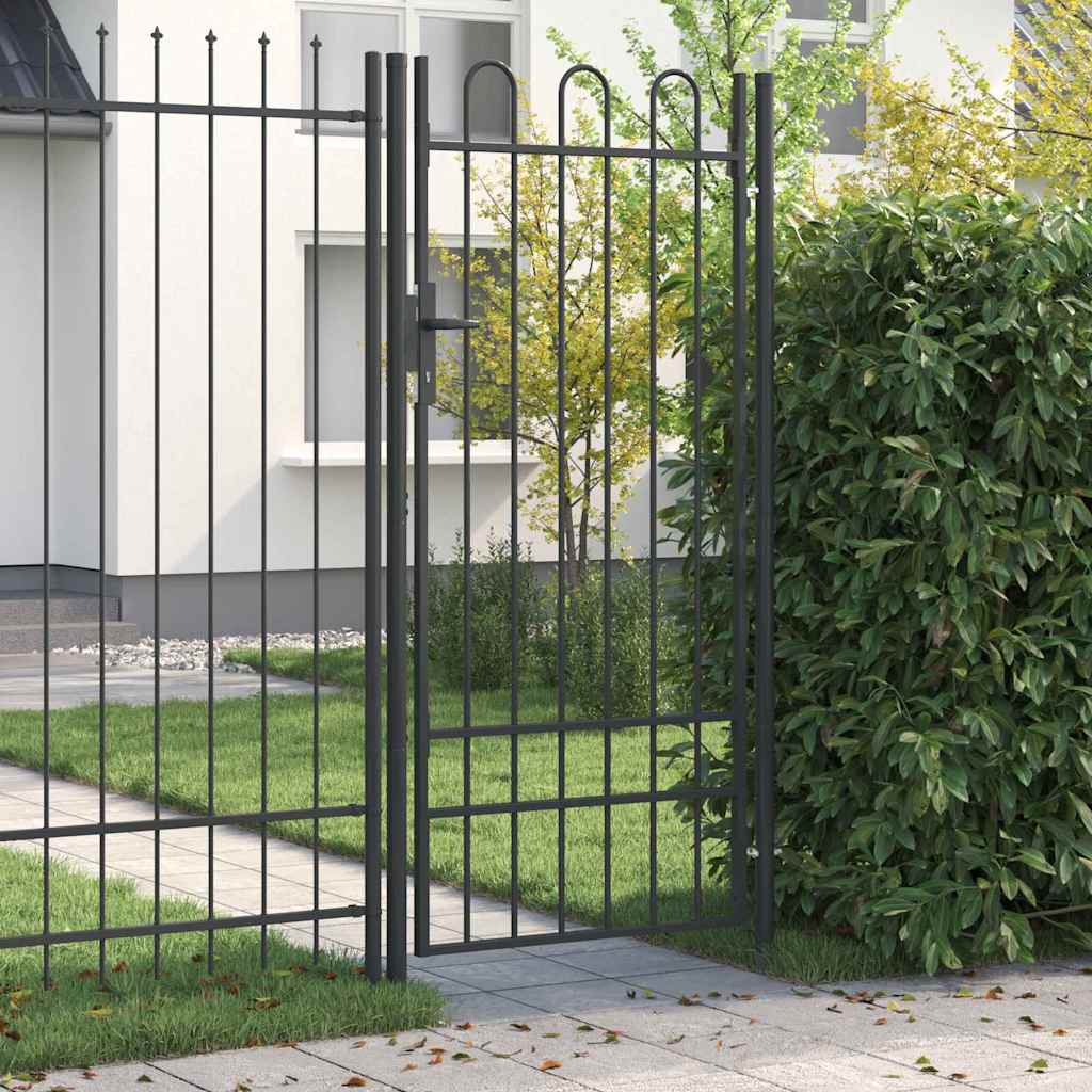 Fence Gate Grey 100 x 200 cm Powder coated steel