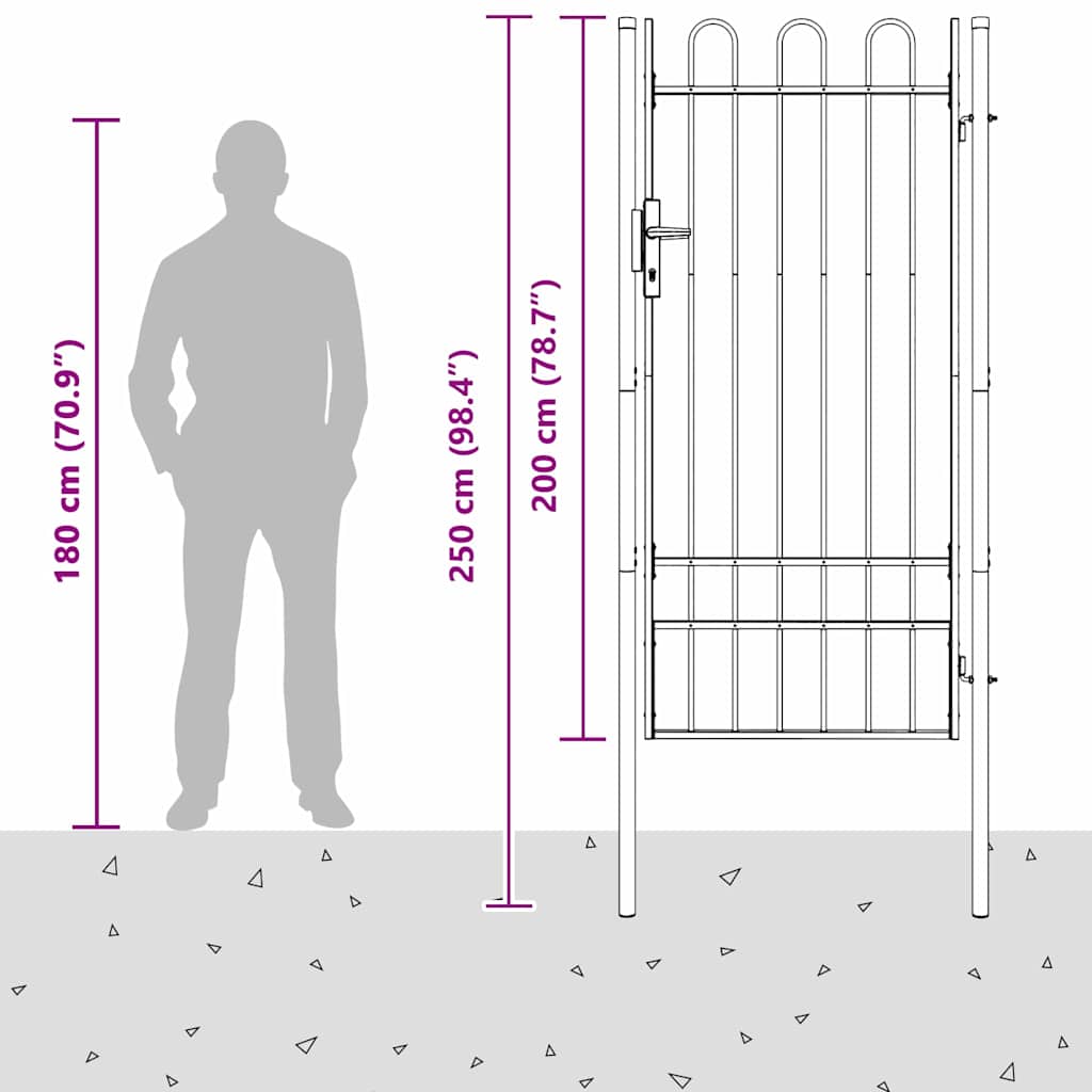 Fence Gate Grey 100 x 200 cm Powder coated steel