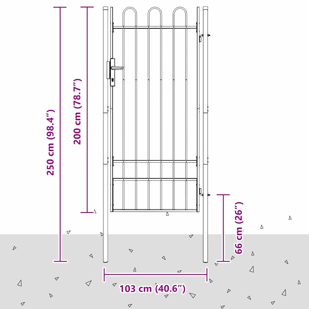 Fence Gate Grey 100 x 200 cm Powder coated steel