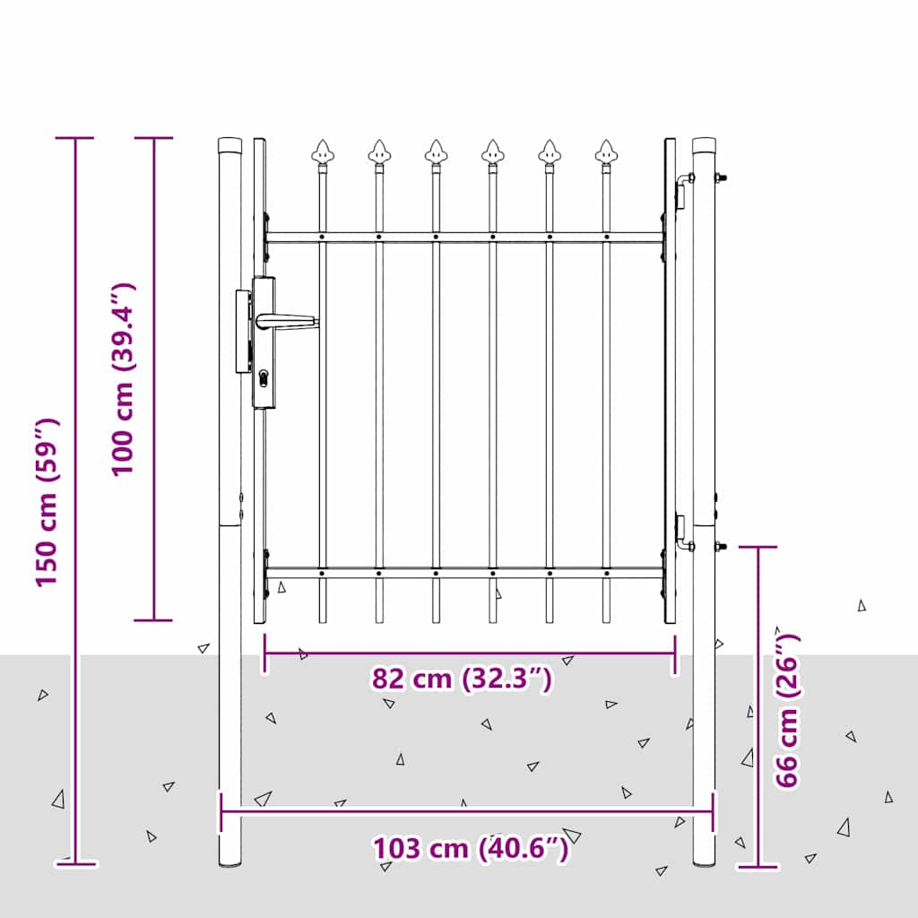 Fence Gate Grey 100 x 100 cm Powder coated steel